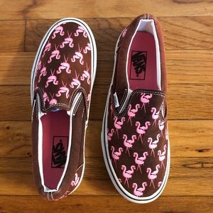 Vans - Flamingo 🦩 Slip Ons - women’s 8.5 men’s 7